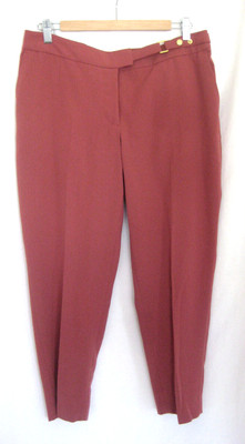 H&M Pants Womens Rust Dark Rose Flat Front Mid Rise New NWT Size 10-image