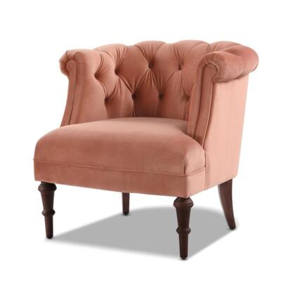 Maklaine Mid-Century Hardwood Tufted Accent Chair in Orange-image
