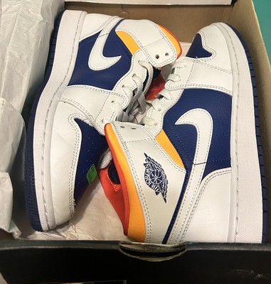 Jordan 1 Mid White Laser Orange Deep Royal Blue (GS)-image