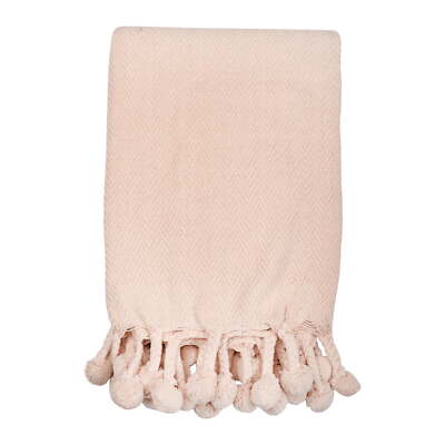 Creative Co-Op Woven Cotton Pom Pom Throw-image
