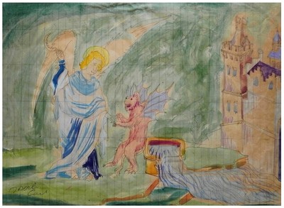 Joseph Carl: Angel & Demon 1950s / Austrian Israeli Jewish British Expressionism-image