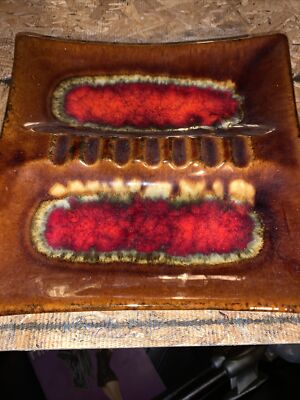 Mid century modern ashtray Brown orange-image