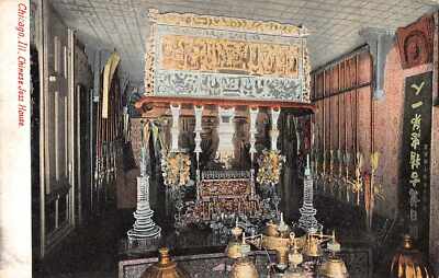 Chicago Illinois Chinese Joss House Interior Vintage Postcard JE229911-image