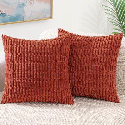 decorUhome Rust Neutral Decorative Throw Pillow Covers 18x18 Inch Set of 2, B...-image