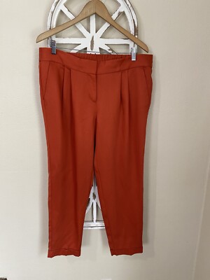 ANN TAYLOR LOFT MARISA size 10 BURNT ORANGE TAPERED LEG MID RISE PANTS-image