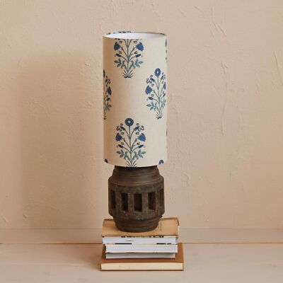 Creative Co-Op Reclaimed Wood Axel Table Lamp with Printed Cotton Shade, Natu...-image