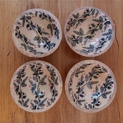 Creative Co-op Pine & Holly Mango Wood Enameled Bowl Set of 4 - Loui Siebert-image