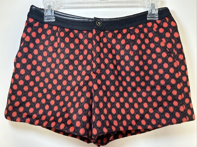 MOMA Black Orange Mid Rise Polka Dot Retro Mod Wool Blend Shorts Sz S - READ-image