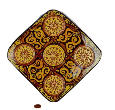 MCM Art Design Decor Plate Orange Yellow Mod Retro Design-image