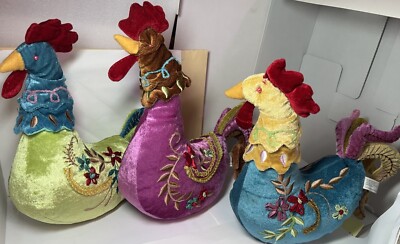 3 Creative Co-op Stuffed Boho Chickens-image
