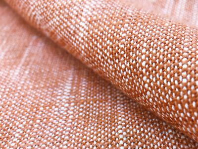 Outdoor Orange White MCM Mid Century Modern Tweed Upholstery Drapery Fabric-image