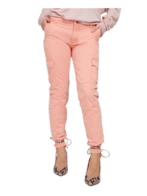 GUESS Womens Orange Stretch Zippered Pocketed Cargo Pants XL-image