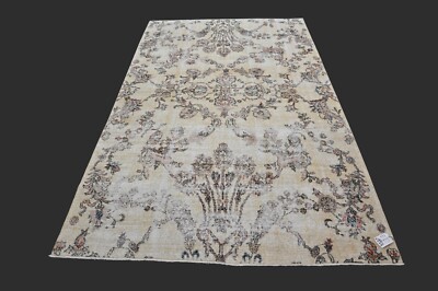 Vintage Turkish Oushak Rug, Beige 5x8 ft, Handmade Wool, Bohemian Anatolian-image
