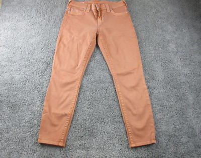 True Religion Jeans 28 Pinky/Orange W28 L26 Mid Rise USA Made Skinny Leg-image