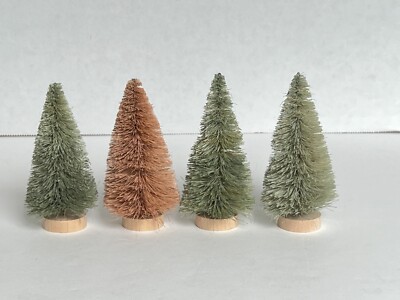 Creative Co-Op Set 4 Bottle Brush Trees Wood Base 3 Green 1 Light Brown 4
