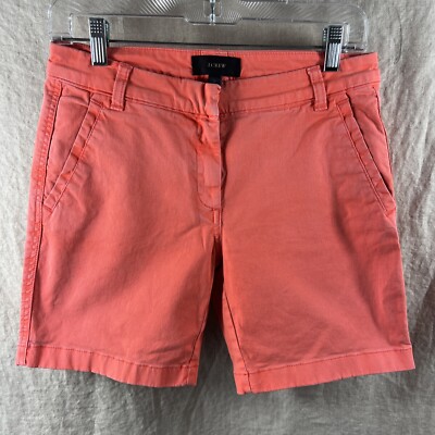 J Crew Women's Orange Mid Thigh Length Slash Pocket Bermuda Shorts Size 2-image