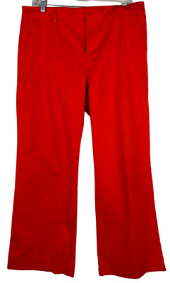 Gap Perfect Khaki Womens 8 Lava Orange Mid Rise Flat Front Flare Pants Pockets-image