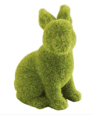 Creative Co-Op Easter Decor Faux Flocked Moss Sitting Bunny Rabbit Figurine NEW-image