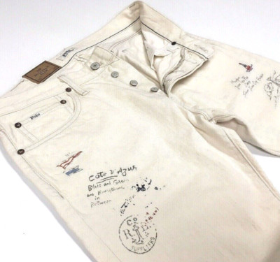 Polo Ralph Lauren Sailing Yacht Artist Artwork Pen Drawing Royal CP93 Slim Jeans-image