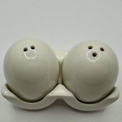 White Eggs Salt and Pepper Shaker Set w/ Carton Design Holder Creative Co-op-image