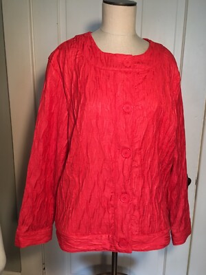 CHICO’S Orange Mid Weight Button Front Jacket Lined 3 Large 16 NEW-image