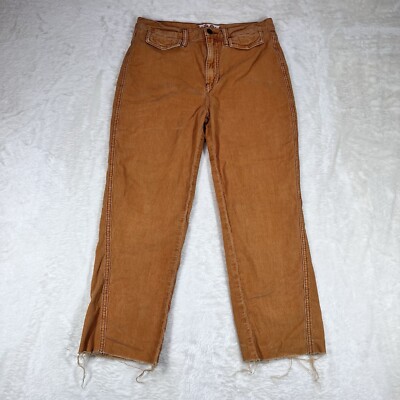 Free People We The Free Pants Sz 28 Orange Corduroy Straight Leg Mid Rise-image