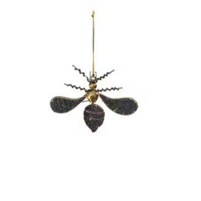 Creative Co-op Black Beaded Insect Ornament Bauble-image