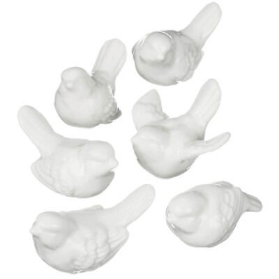 Ceramic Set of 6 Mini White Birds, Sullivans-image