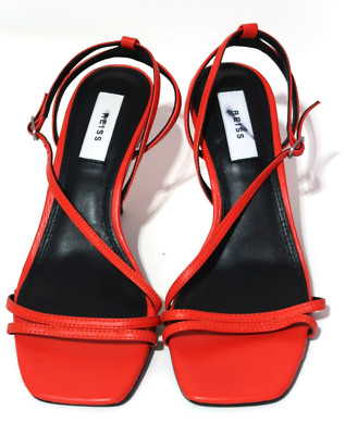 Reiss Womens Shoes Orange Bali Leather Strappy Mid Heels 37 US6-image