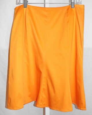 Vibrant Versailles Orange Sateen Knee Length A-Line Skirt Size 12 EUC-image