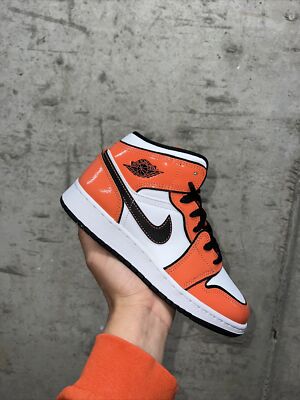 Nike Air Jordan 1 Mid SE Turf Orange Athletic Shoes BQ6931-802 Size 3.5Y-image