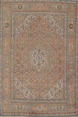 Over-Dyed Orange Wool Hand-made Living Room Area Rug Vintage Carpet 6x9-image