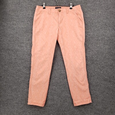 American Eagle Pants Women 6 Orange Mid Rise Straight Flat Front Stretch Trouser-image