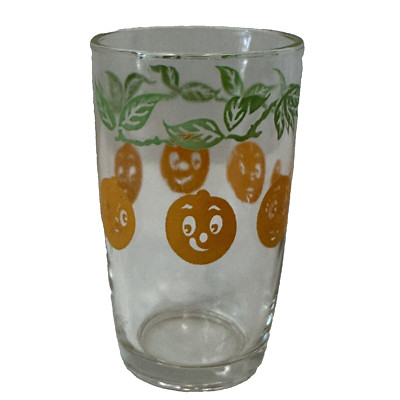 MCM Happy Face Orange Juice 6 OZ Glass 1950s Classic VINTAGE-image