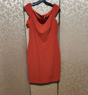 David Meister Orange Red Sheath Dress Size 8-image