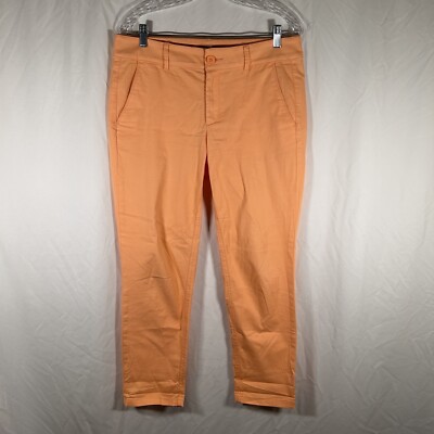 Loft Pants Women's 6 Orange Girlfriend Chino Mid Rise Cotton Blend Pockets-image