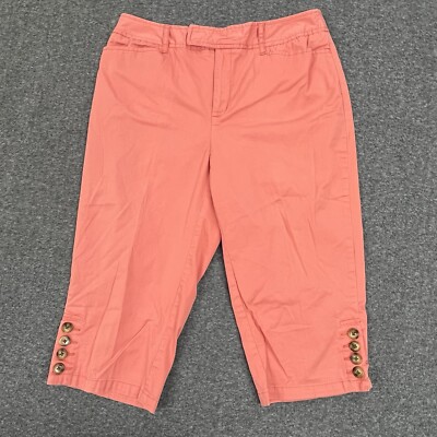 St Johns Bay Capri Pants Womens 8 (28x16.5) Orange Stretch-image