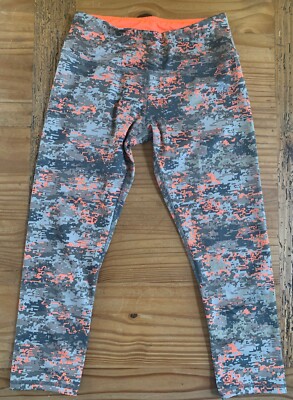 RBX Green Khaki Neon Orange Capri Mid Rise Athletic Leggings EUC  Women's Size S-image