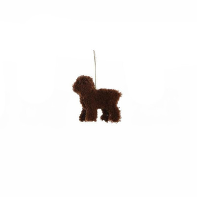 Creative Co-op Brown Furry Poodle Ornament Bauble-image