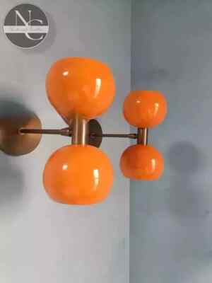 Orange Wall Sconce Light Mid Century 1950's Italian Stilnovo Diabolo Sconce-image