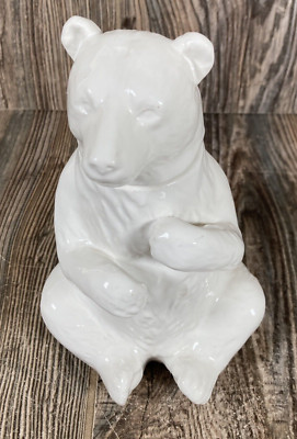 Creative Co-Op White Bear Shaped Honey Pot without Dipper 7in Forest Animal-image