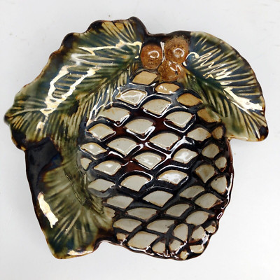 Creative Co Op Pine Cone Trinket Candy Dish Christmas Fall Winter Decor-image