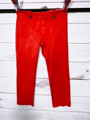 Banana Republic Womens Martin Fit Crop Pants Size 6 Red Orange Mid Rise Pockets-image