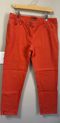 Chaus Orange Straight Leg Pants Women 12 Stretch Mid rise Ankle-image