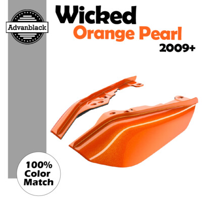 Mid Frame Air Deflectors Heat Shield Trim Covers WICKED ORANGE PEARL For Harley-image