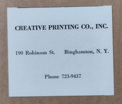1971 Creative Printing Co. Advertisement Binghamton, New York-image