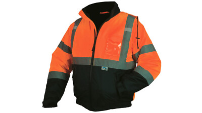 HIGH VISIBILITY WATERPROOF INSULATED HI VIS REFLECTIVE ROAD WORK BOMBER JACKET-image
