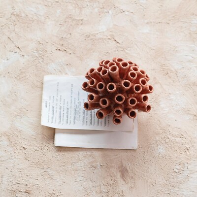 Creative Co-Op Stoneware Coral Shaped Vase with Crackle Glaze, Coral-image
