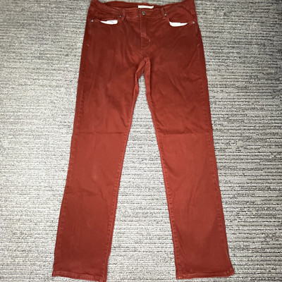 Levis Size 32 Women Pants Skinny Mid Rise Casual Stretch Red Orange-image