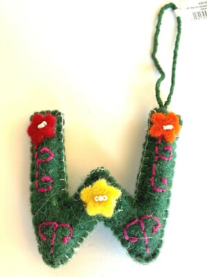 Wool Felt Embroidered & Appliqued Alphabet Boho Letter 
